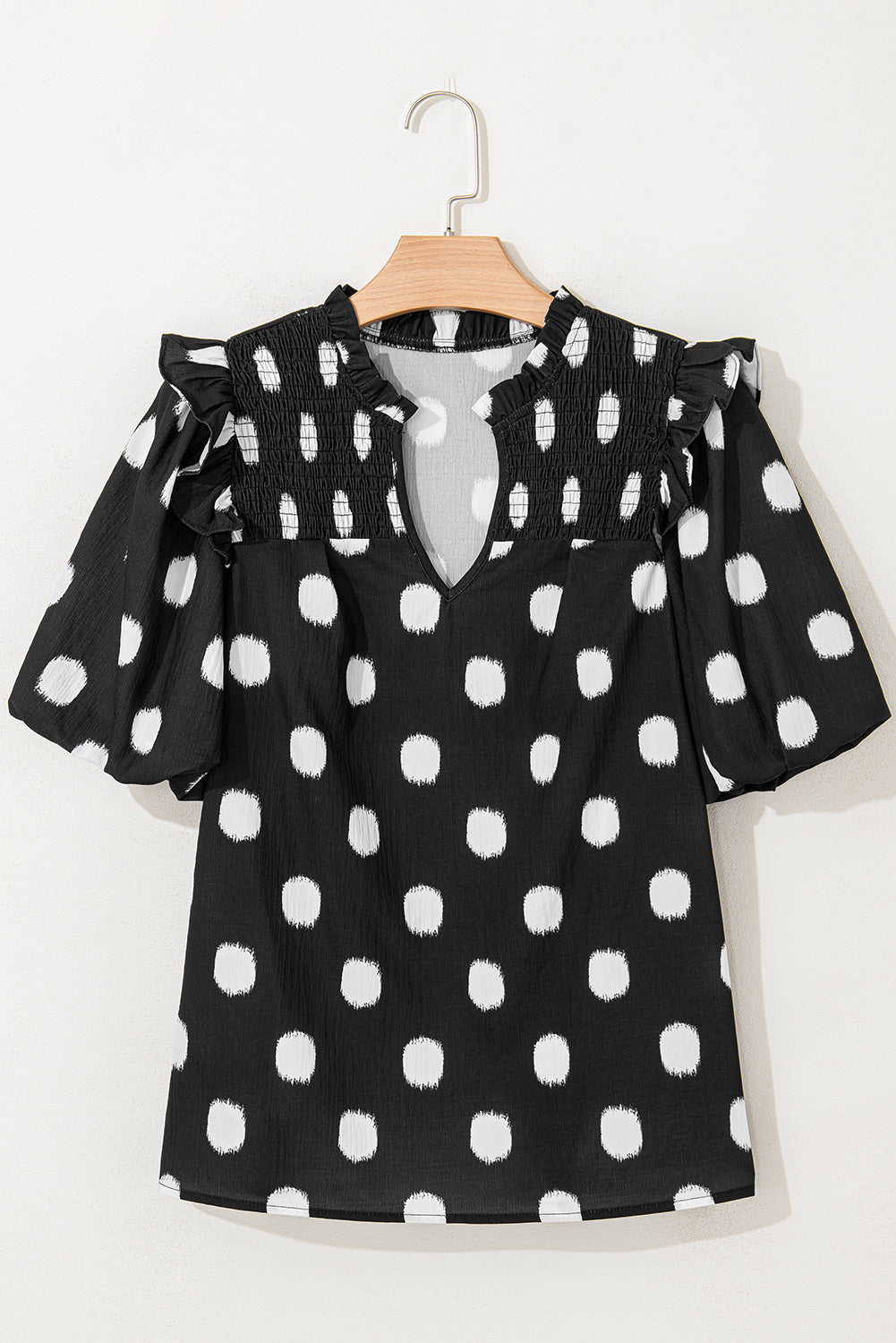 Pola Dot Balloon Sleeve Blouse