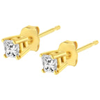 14K Yellow Gold Clarity Enhanced Princess Cut Diamond Certified Stud Earrings (0.50 cttw, H-I Color, I1-I2 Clarity)-3