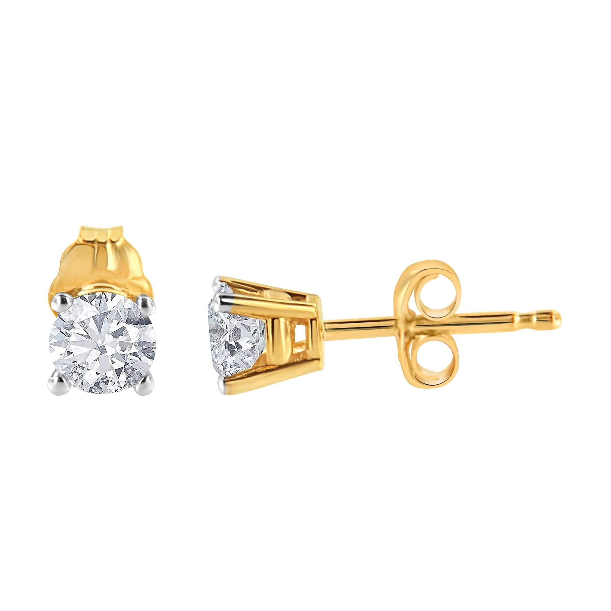 14K Yellow Gold 1/2 Cttw Round-Cut Diamond Solitaire Stud Earrings (O-P Color, SI2-I1 Clarity)-4