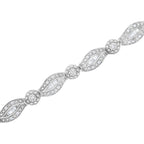 .925 Sterling Silver 1 cttw Diamond Double Leaf and Bezel Link Bracelet (I-J Clarity, I2-I3 Color) - Size 7.25"-3