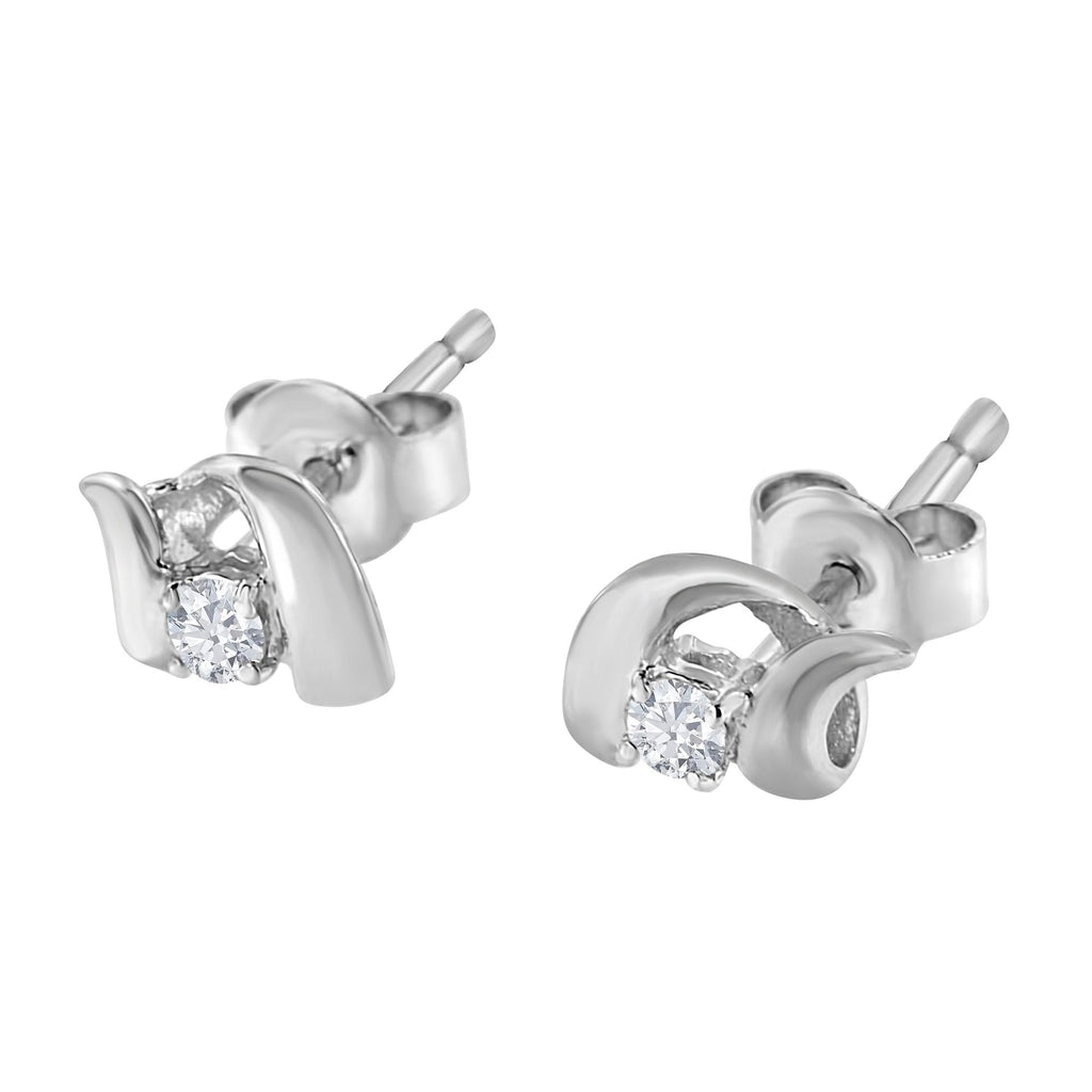.925 Sterling Silver Round Cut Diamond Fashion Earrings (0.10 cttw, I-J Color, I2-I3 Clarity)-3