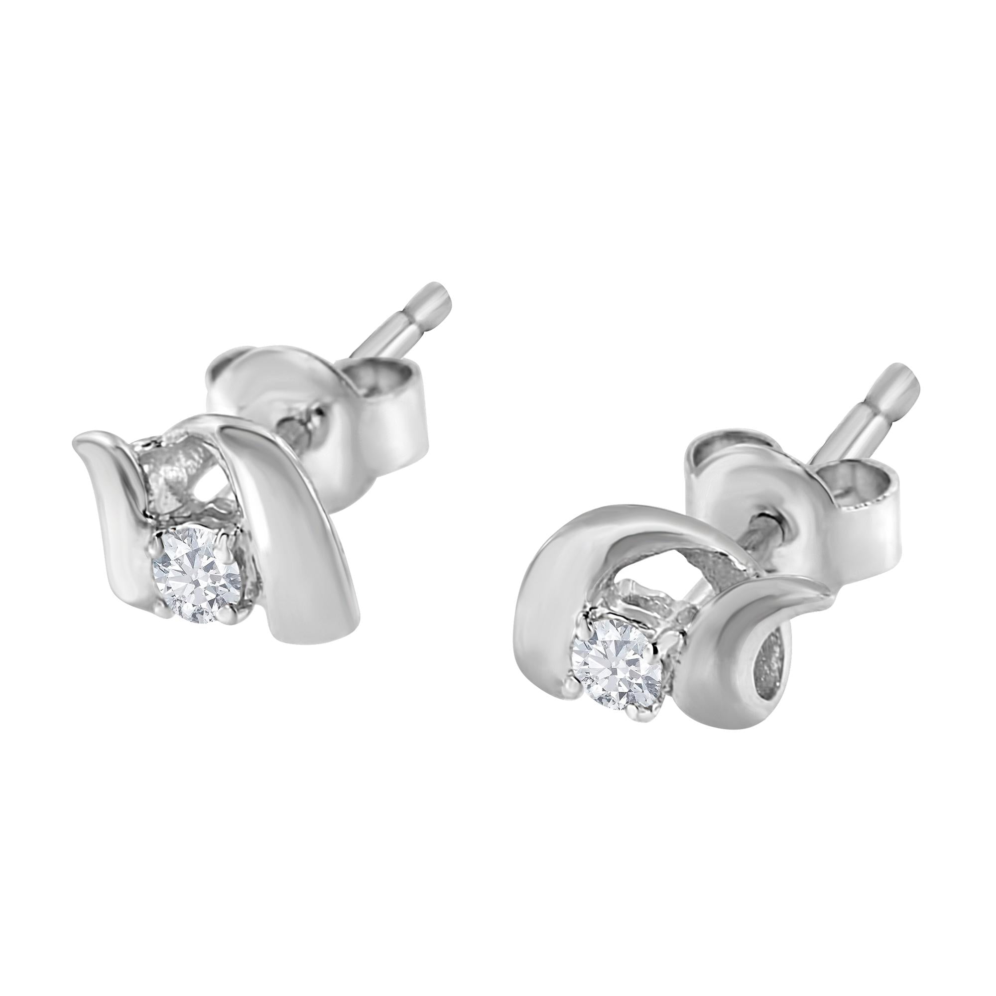 .925 Sterling Silver Round Cut Diamond Fashion Earrings (0.10 cttw, I-J Color, I2-I3 Clarity)-3