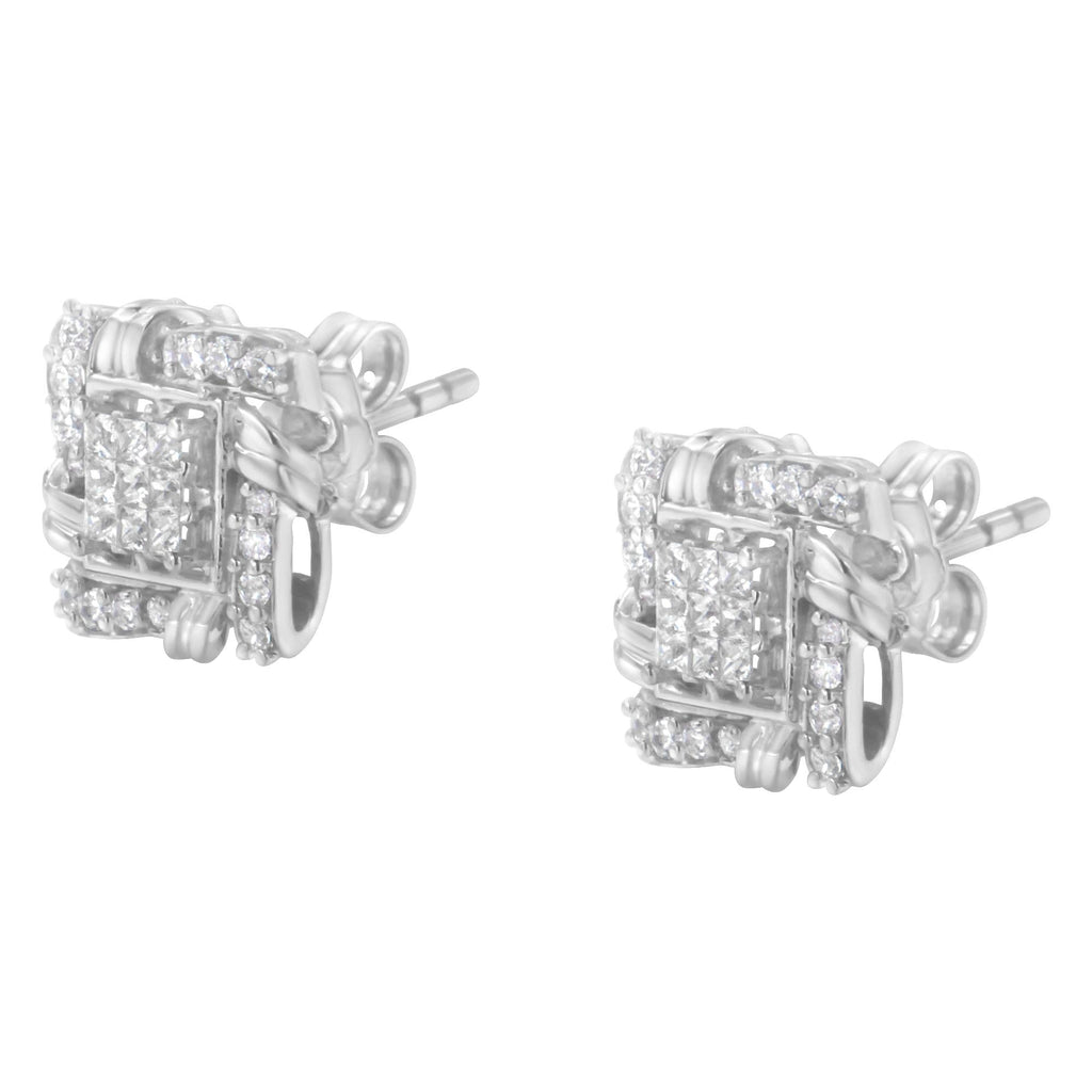 .925 Sterling Silver 1/2 Cttw Round-Cut Diamond Stud Earrings (I-J Color, I1-I2 Clarity)-3