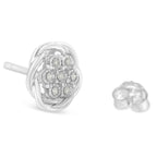 Sterling Silver Diamond Swirl Cluster Stud Earrings (1/6 cttw, I-J Color, I2-I3 Clarity)-3