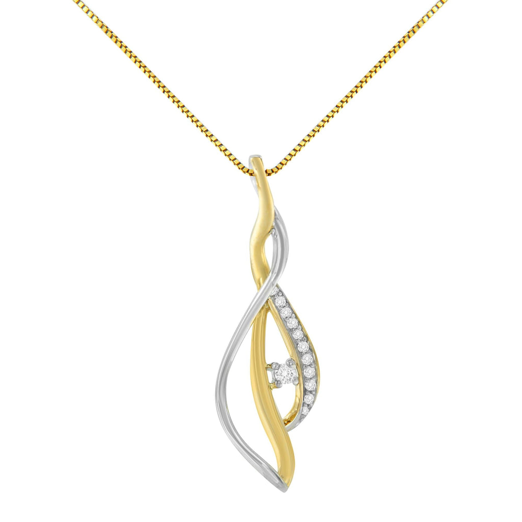 Espira 10K Two-Tone Gold Round Cut Diamond Cascade Pendant Necklace (1/10 cttw, J-K Color, I2-I3 Clarity)-3