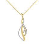 Espira 10K Two-Tone Gold Round Cut Diamond Cascade Pendant Necklace (1/10 cttw, J-K Color, I2-I3 Clarity)-3