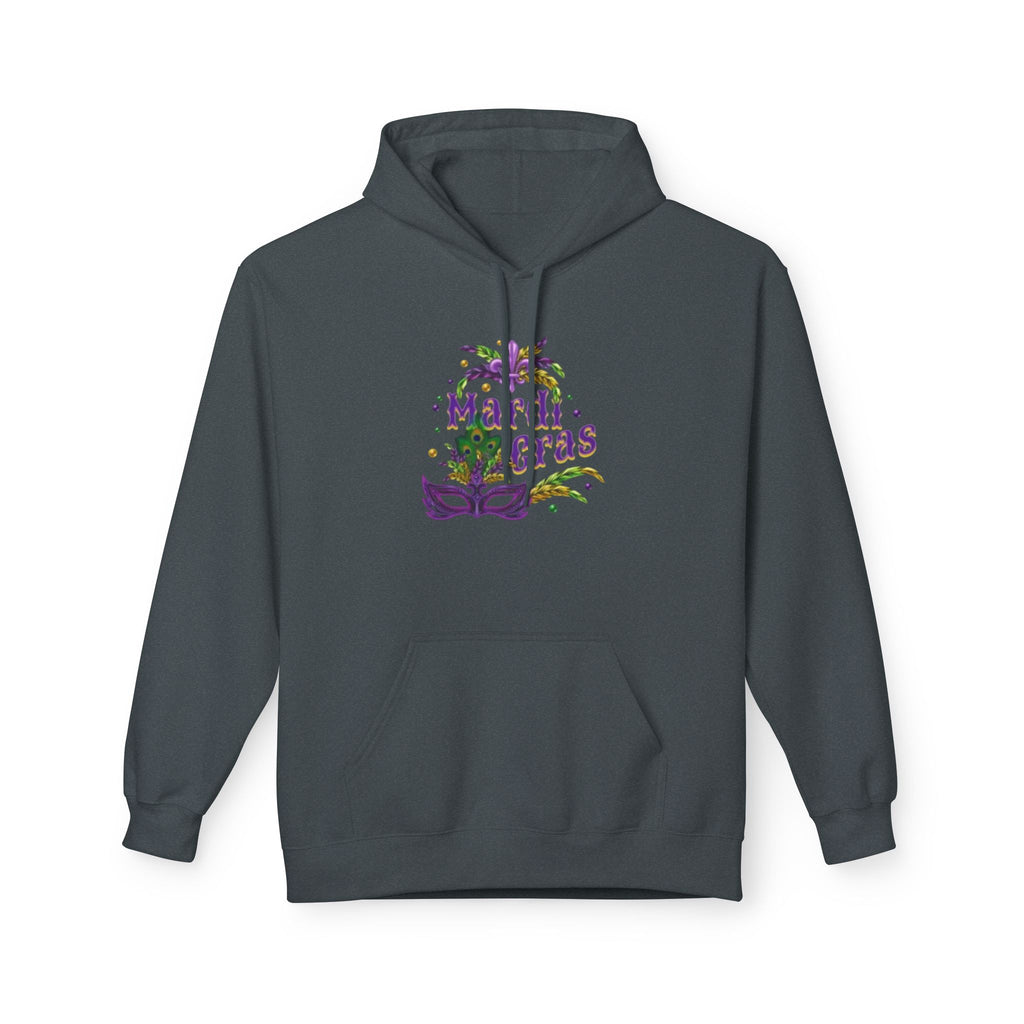 Mardi Gras Mask Hoodie — Purple Green Gold Carnival Pullover