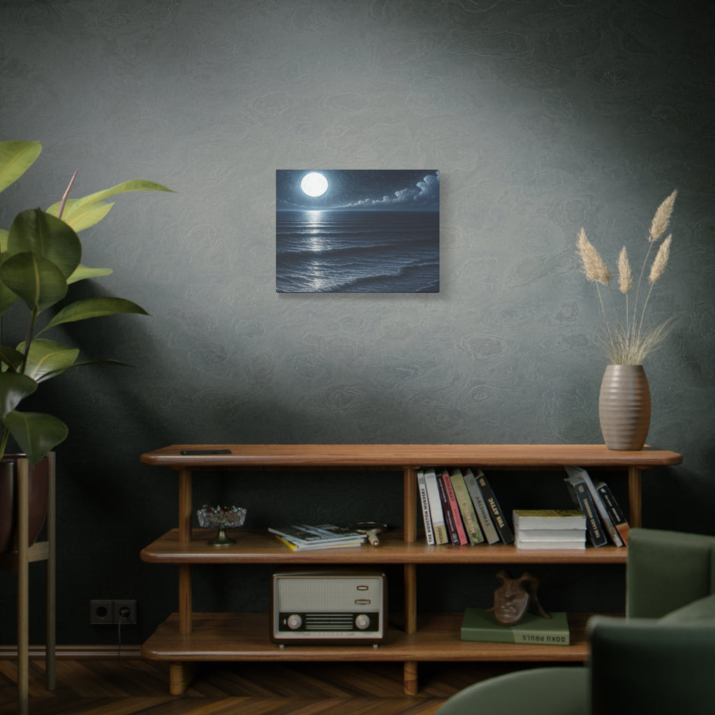 Moonlit Ocean Canvas Wall Art — Serene Night Seascape Matte Stretched Print