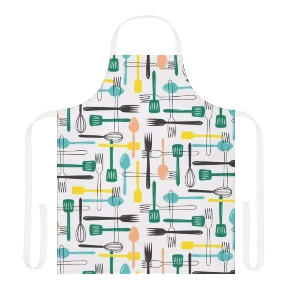 Kitchen Utensil Pattern Apron — Colorful Retro Cooking Apron