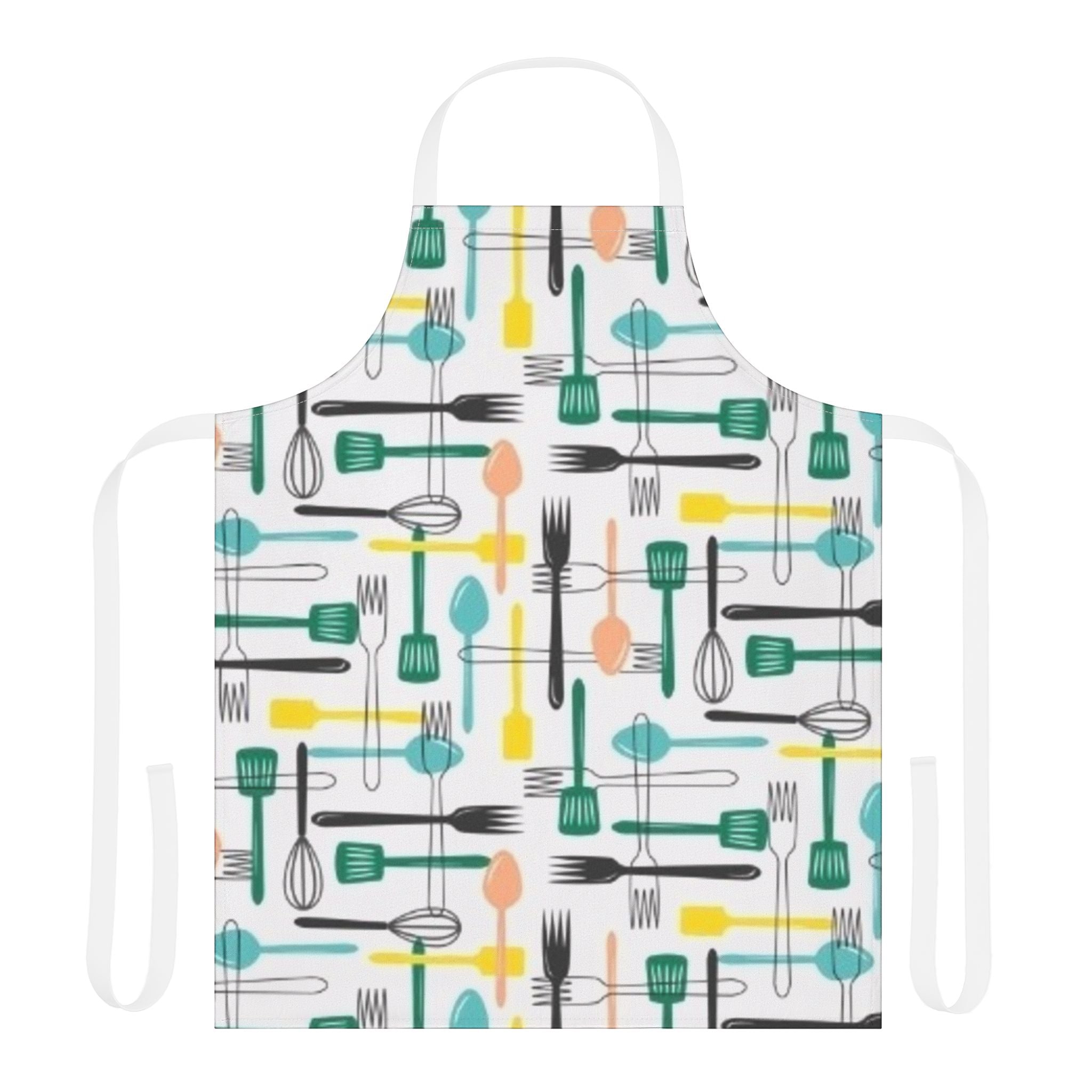 Kitchen Utensil Pattern Apron — Colorful Retro Cooking Apron