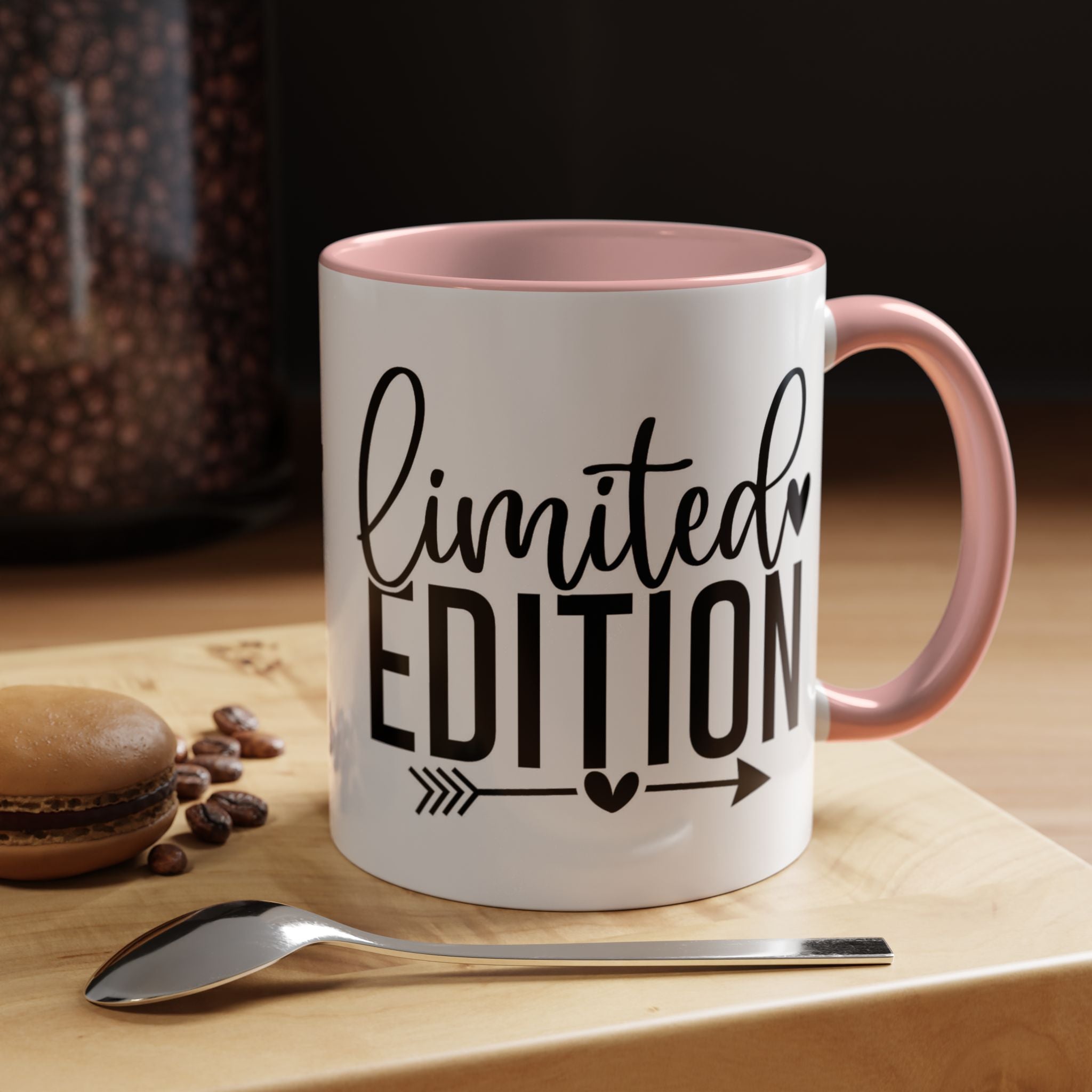 Limited Edition Accent Coffee Mug — Pink Interior, 'Limited Edition' Graphic (11/15oz)