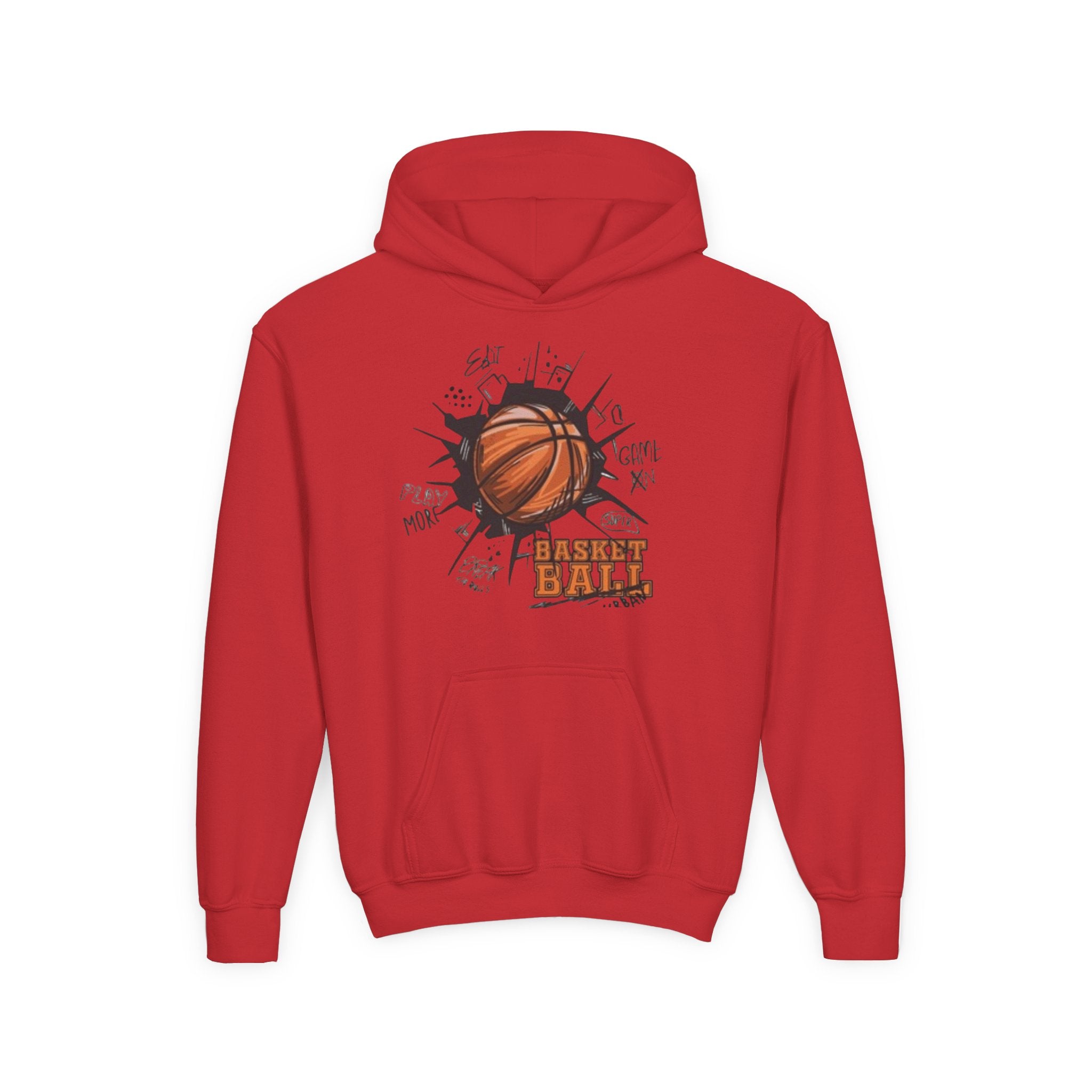Youth Basketball Hoodie – "Basket Ball" Graphic Pullover for Kids