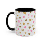 Pink & Gold Heart Accent Coffee Mug — Romantic Valentine’s Tea & Coffee Cup