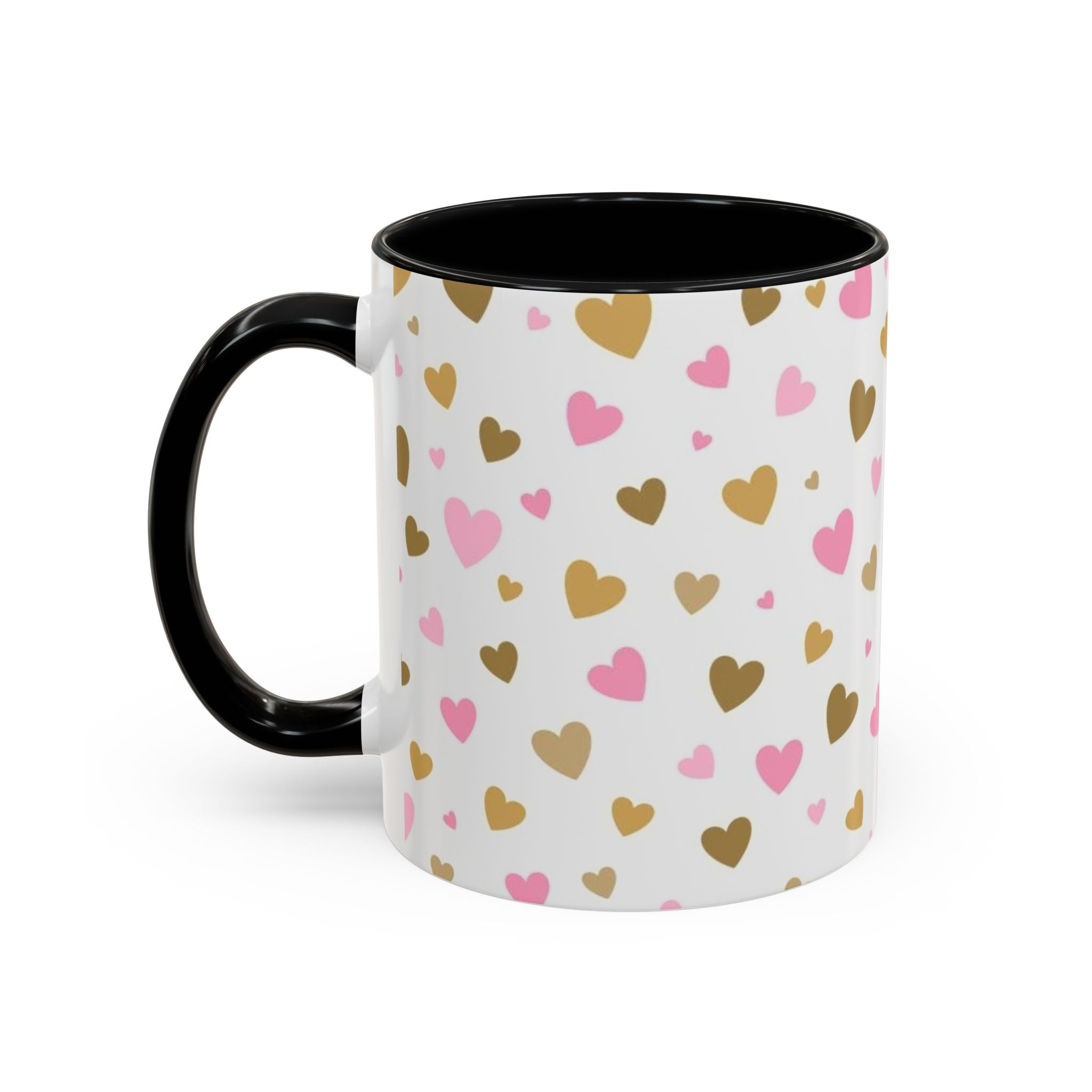 Pink & Gold Heart Accent Coffee Mug — Romantic Valentine’s Tea & Coffee Cup