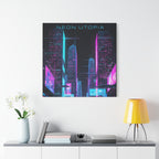 Neon Utopia Cyberpunk Cityscape, Matte Canvas