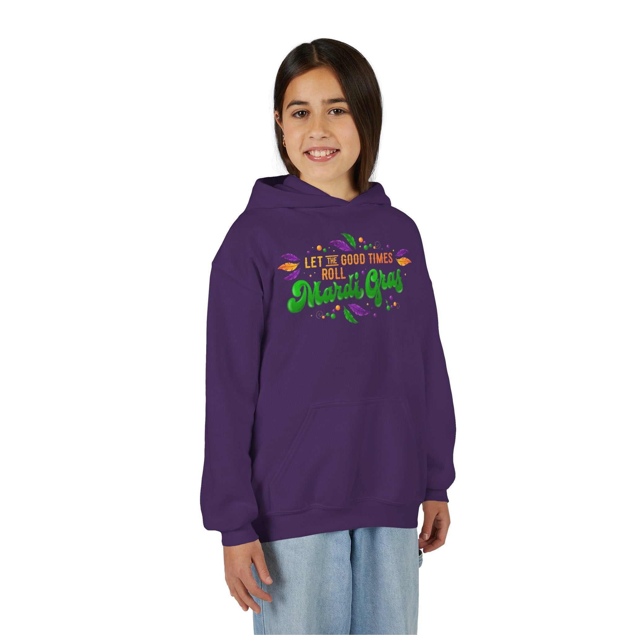 Mardi Gras Youth Hoodie - "Let the Good Times Roll" Celebration Pullover