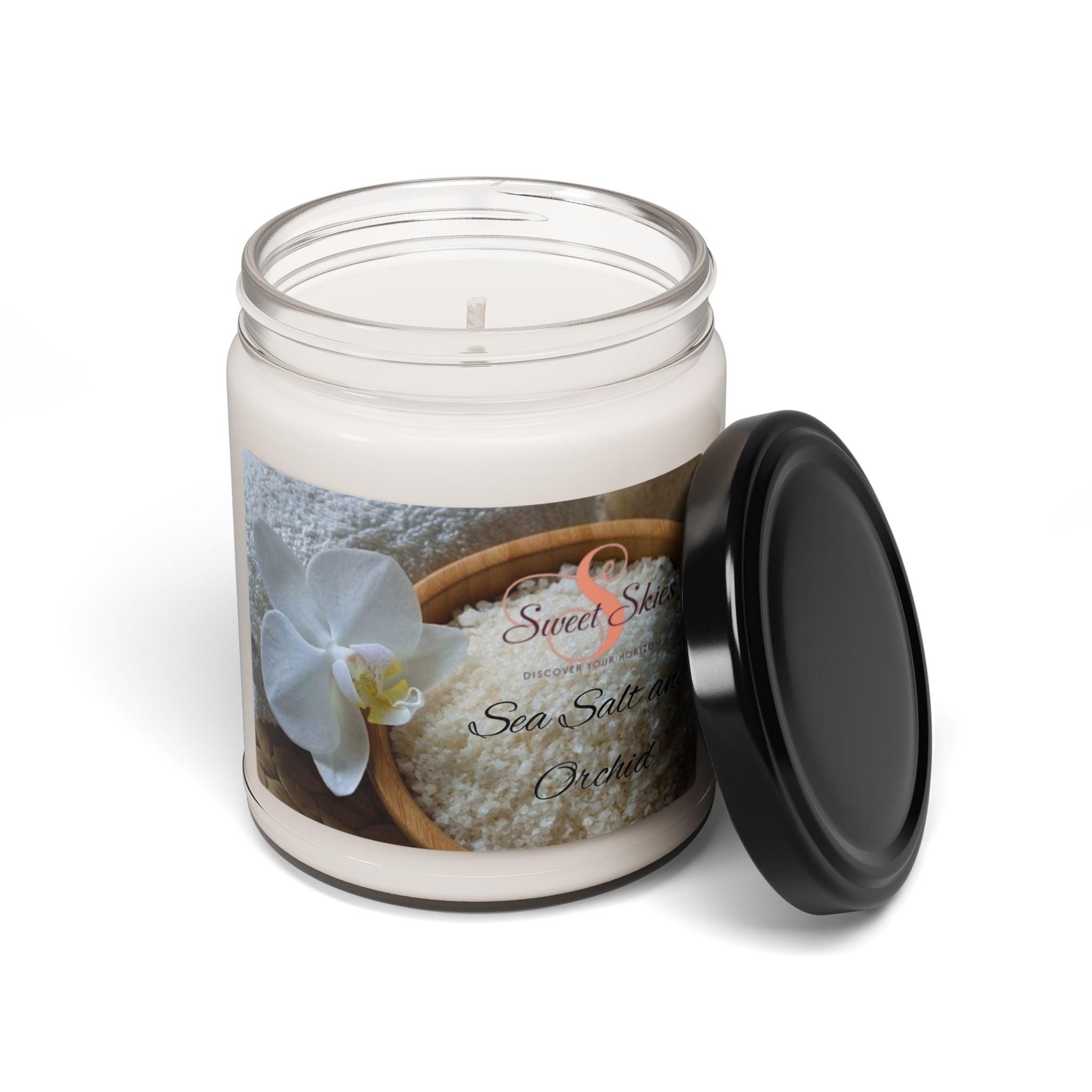 Sea Salt & Orchid Scented Soy Candle – 9oz Aromatherapy Jar
