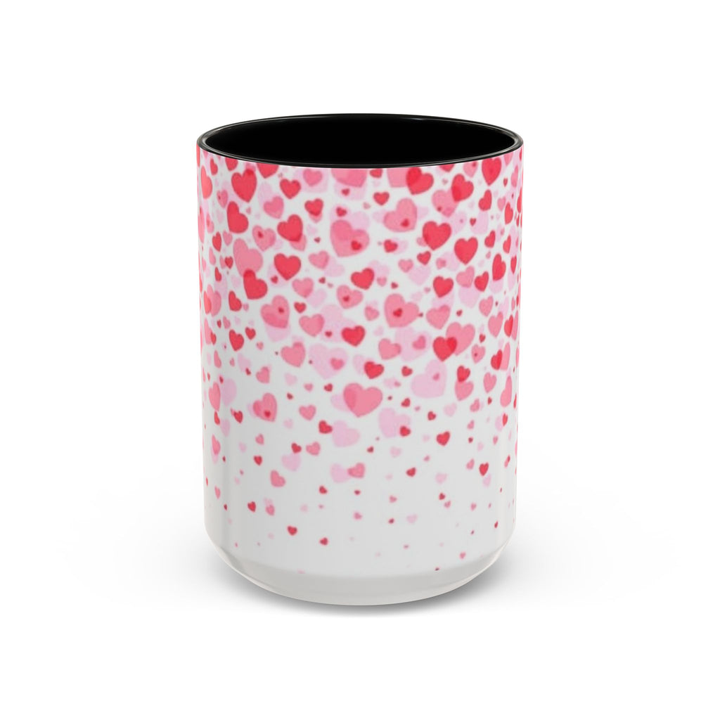 Heart Confetti Accent Coffee Mug — Pink Valentine’s Day Gift (11/15oz)