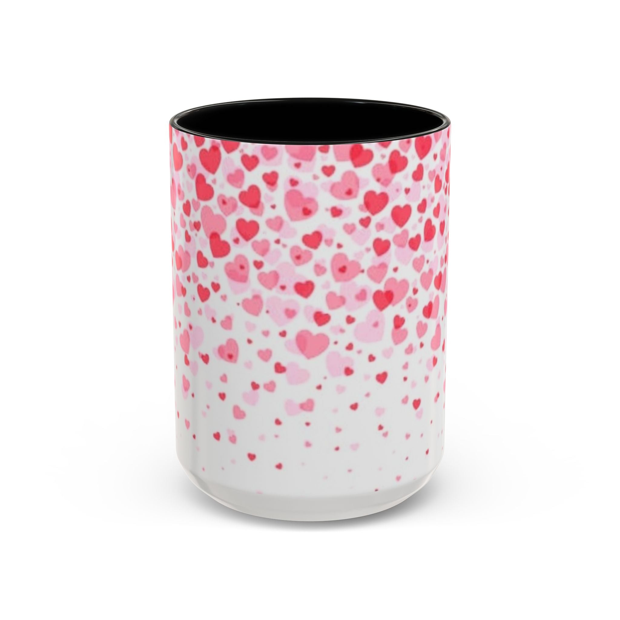 Heart Confetti Accent Coffee Mug — Pink Valentine’s Day Gift (11/15oz)
