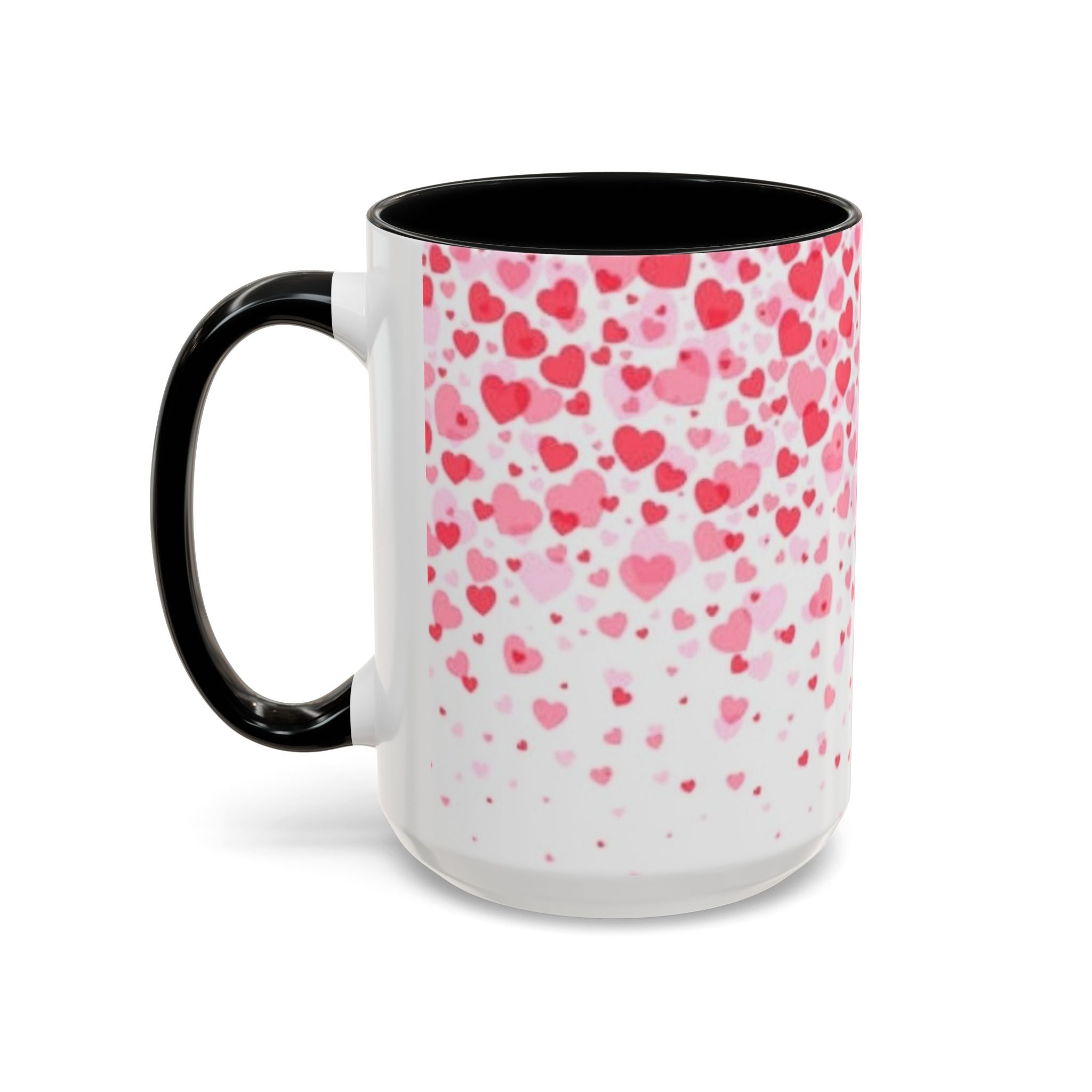 Heart Confetti Accent Coffee Mug — Pink Valentine’s Day Gift (11/15oz)