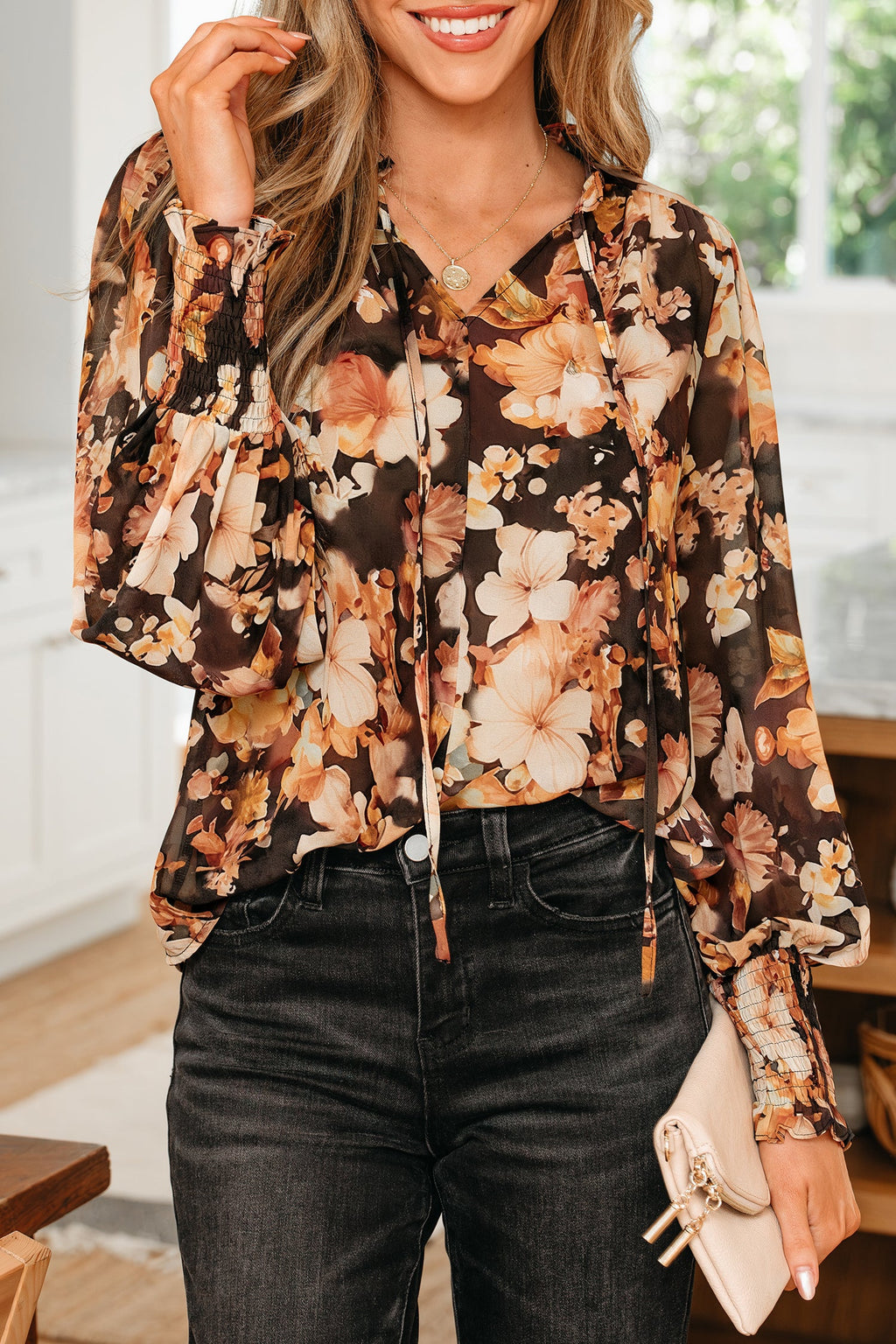 Floral Puff Sleeve Blouse