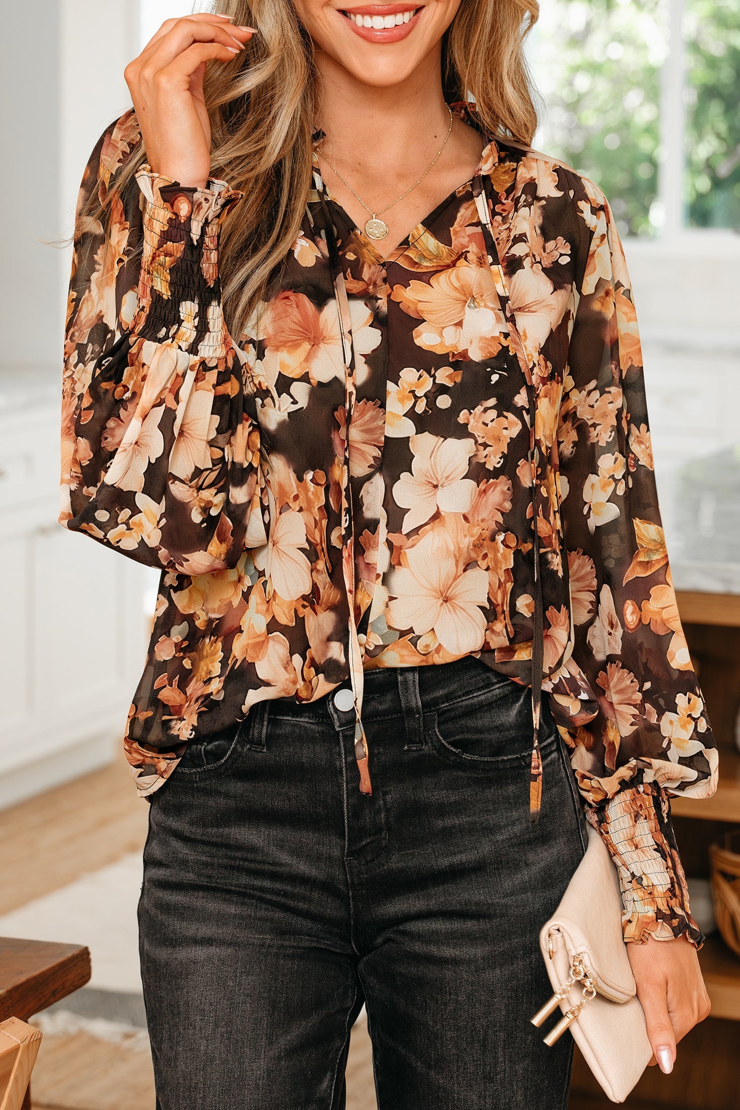 Floral Puff Sleeve Blouse
