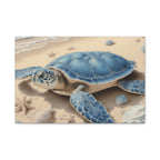 Blue Sea Turtle Canvas Art — Coastal Beach Wall Decor