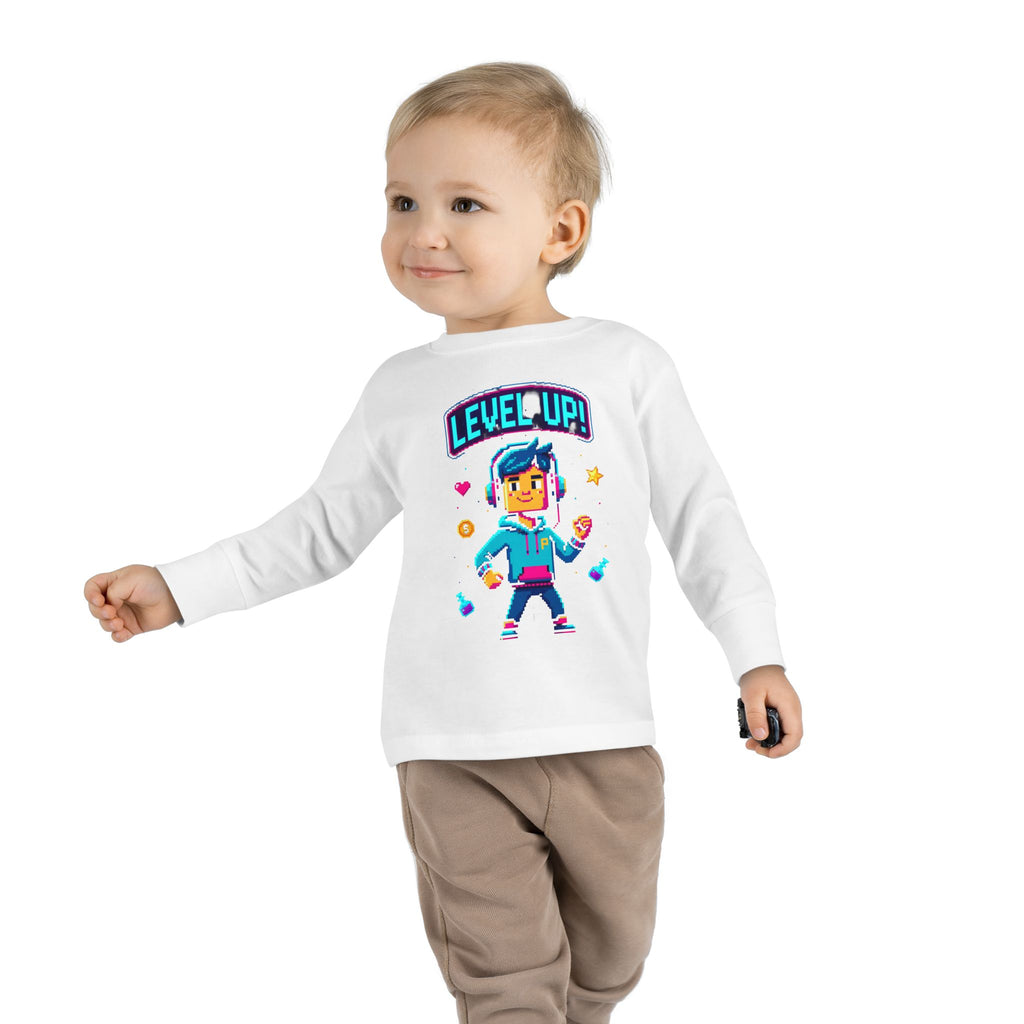 Level Up! Toddler Long Sleeve Tee — Cute Gamer Birthday Shirt