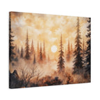 Canvas Wall Art - Misty Pine Forest Sunrise Matte Stretched Canvas