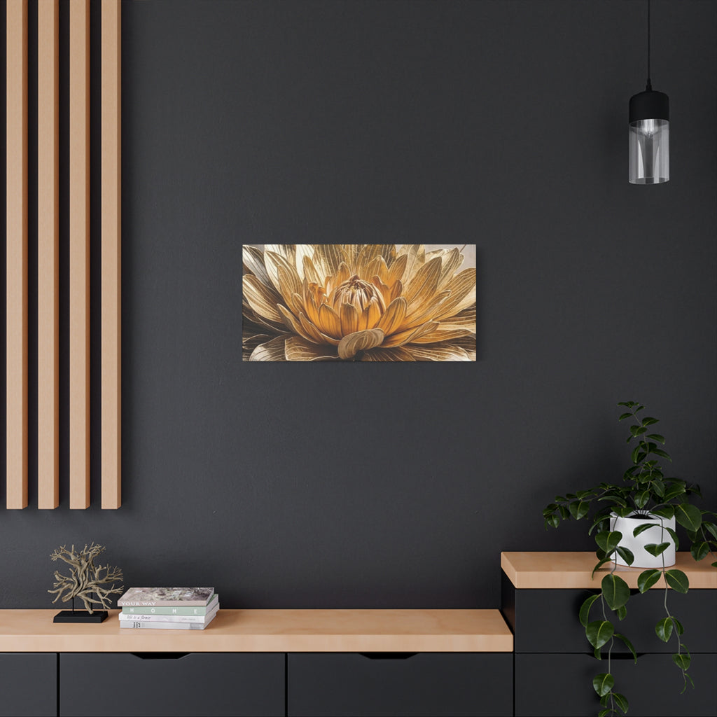 Golden Dahlia Matte Canvas Wall Art — Stretched 1.25"