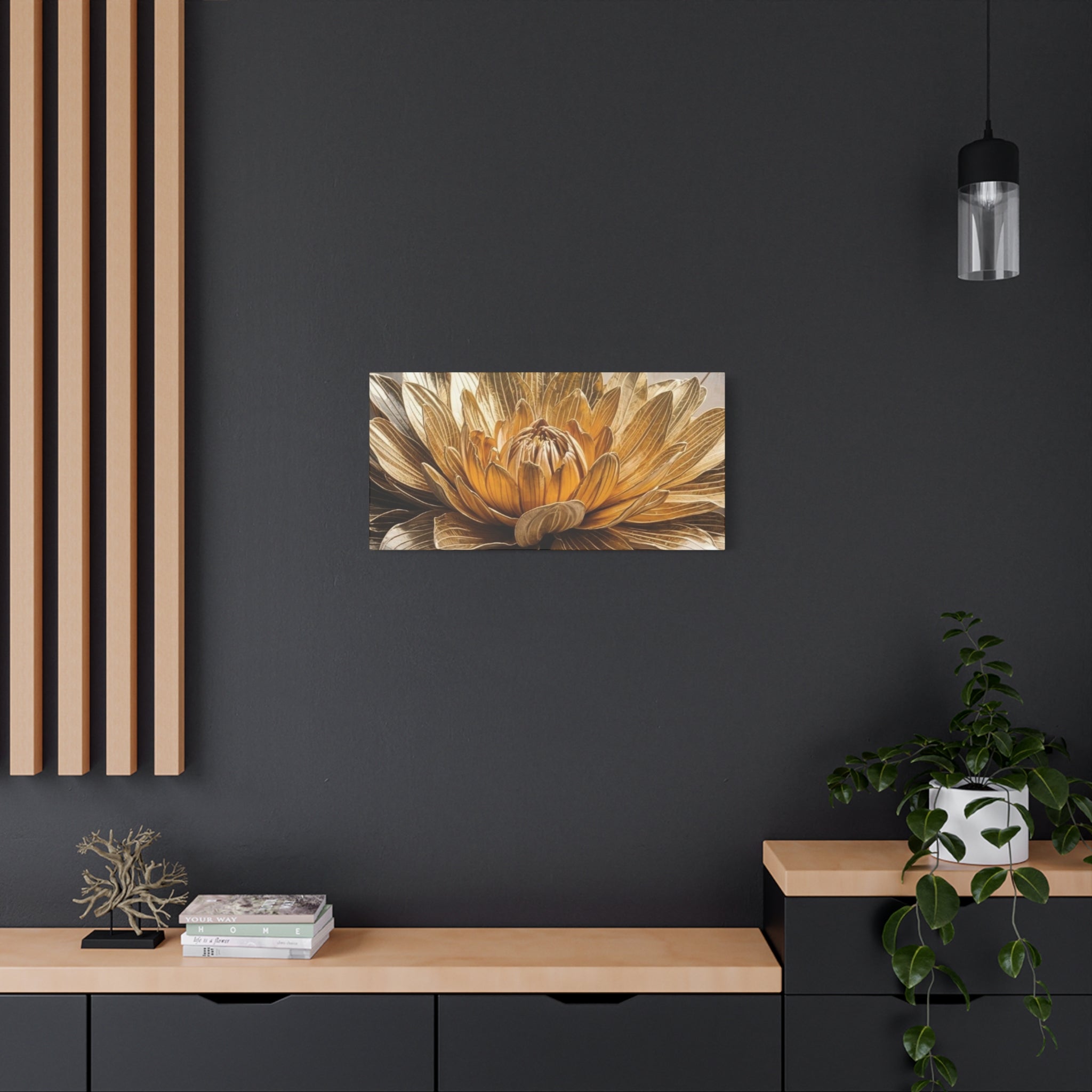 Golden Dahlia Matte Canvas Wall Art — Stretched 1.25"