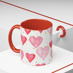 Pink Watercolor Hearts Accent Coffee Mug — Romantic Valentine’s Day Gift