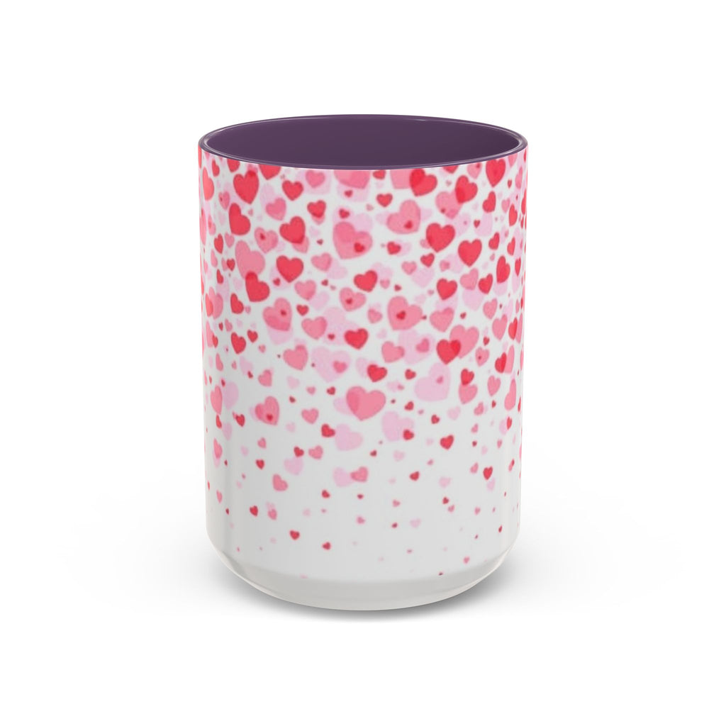 Heart Confetti Accent Coffee Mug — Pink Valentine’s Day Gift (11/15oz)