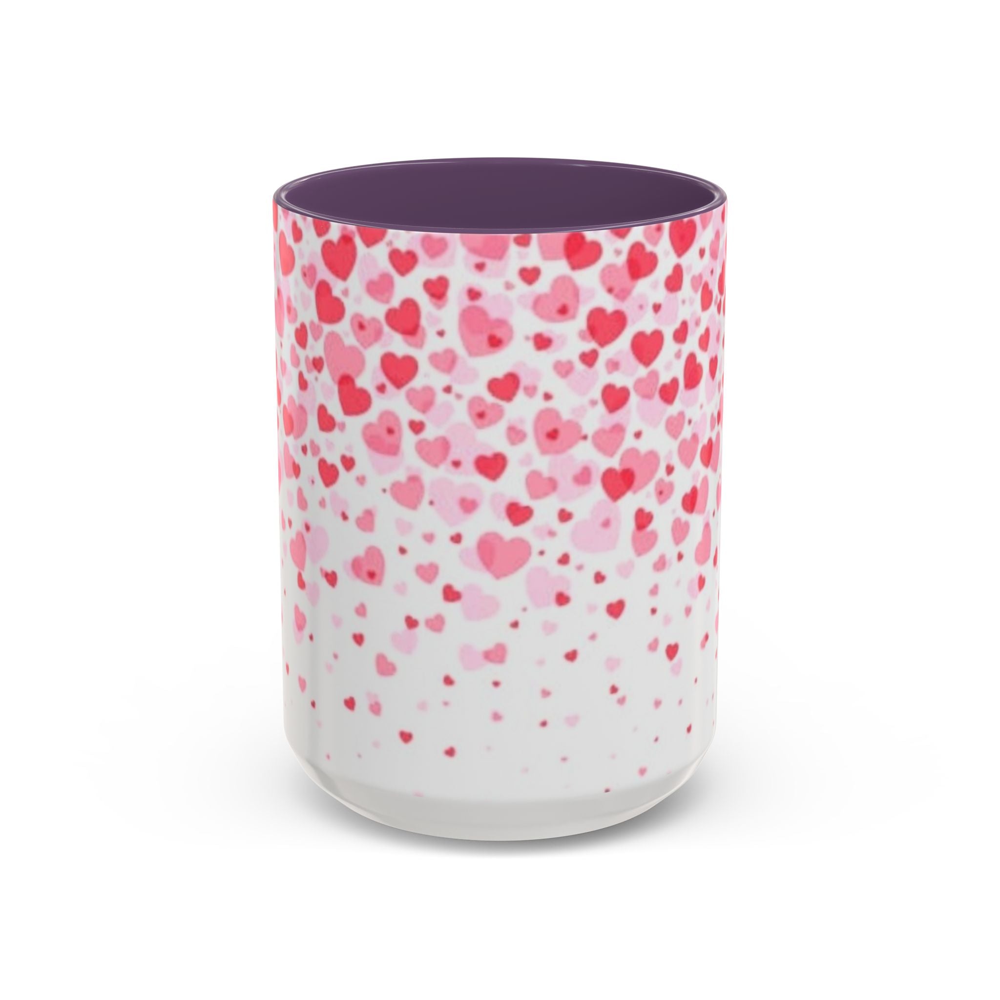 Heart Confetti Accent Coffee Mug — Pink Valentine’s Day Gift (11/15oz)
