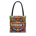 Bourbon St. Parade Tote Bag — Mardi Gras Fleur-de-Lis All-Over Print