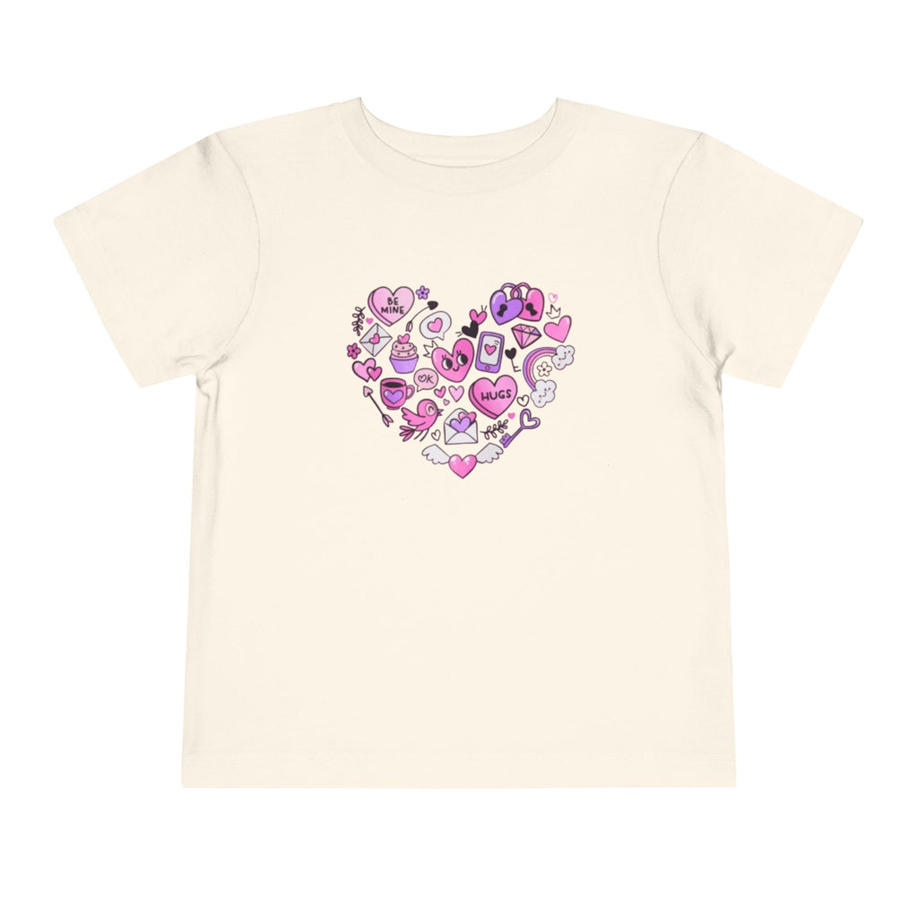 Toddler Tee — Pink Heart Doodle Design (Love, Kisses & Cute Icons)