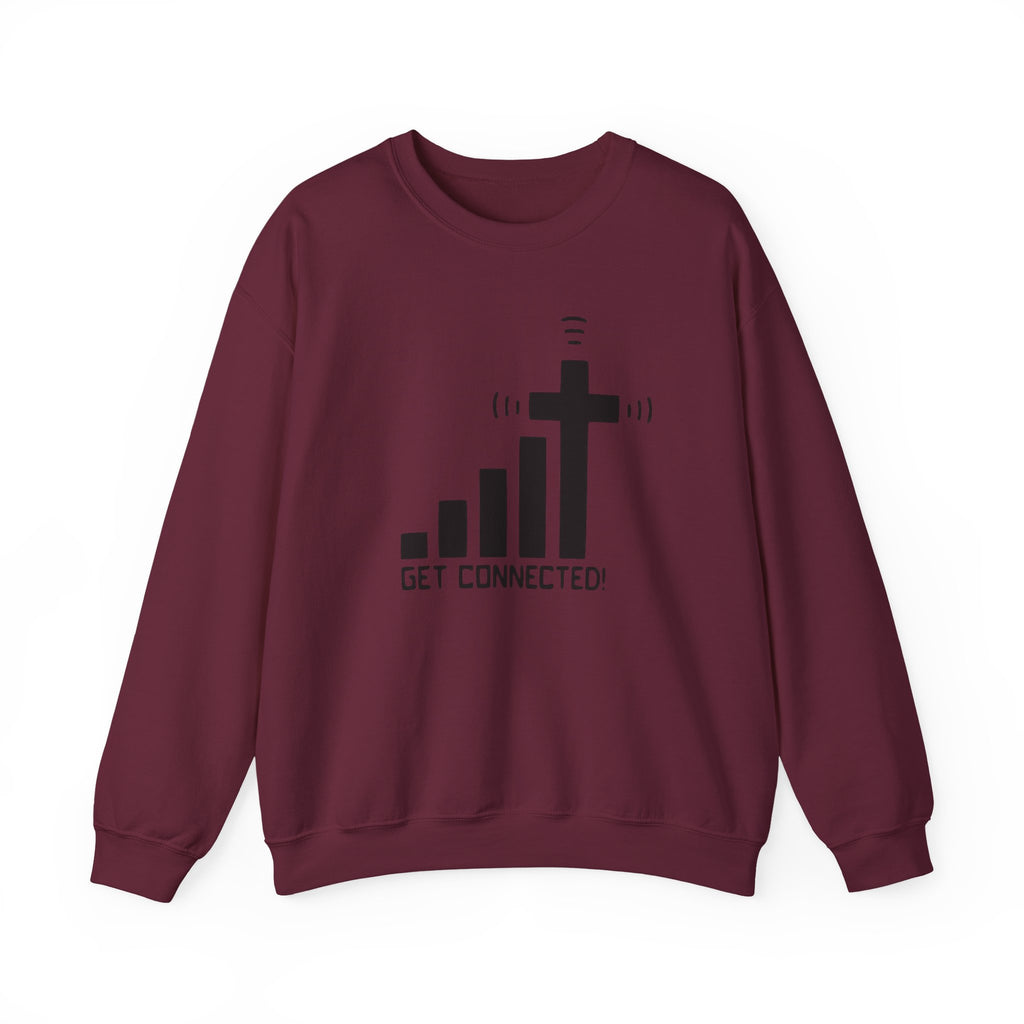 Crewneck Sweatshirt — "Get Connected" Cross Signal Christian Faith Pullover
