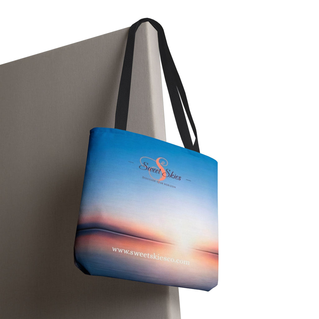Sunset Beach Tote Bag — Sweet Skies Logo AOP Carryall