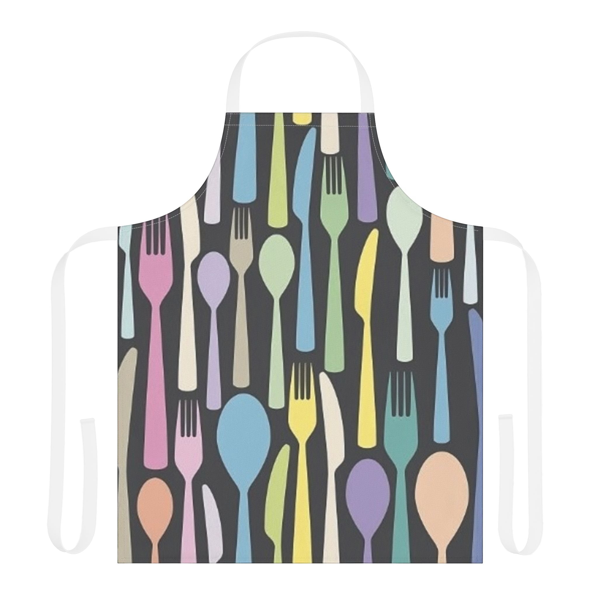 Cutlery Pattern Apron — Colorful Spoon & Fork Kitchen Apron