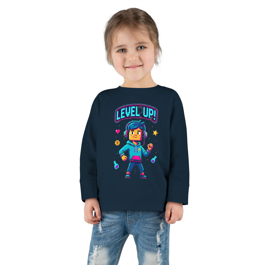 Level Up! Toddler Long Sleeve Tee — Cute Gamer Birthday Shirt
