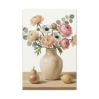 Floral Vase Canvas Wall Art — Pastel Peonies & Ranunculus Stretched Print