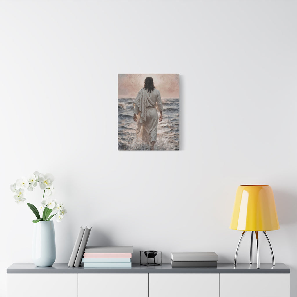 Jesus Walking on Water Matte Canvas Print