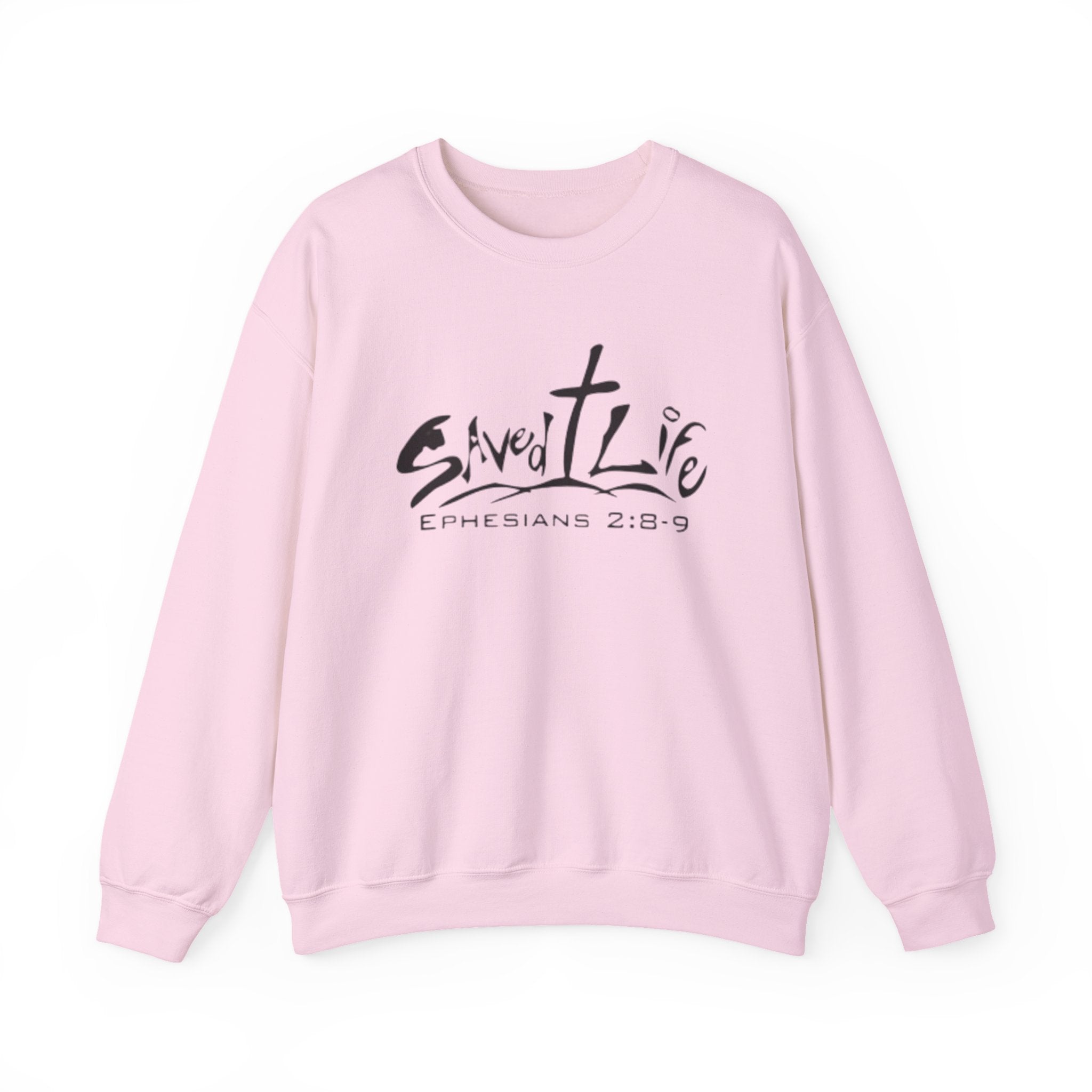 Christian 'Saved Life' Crewneck Sweatshirt — Ephesians 2:8-9 Faith Pullover