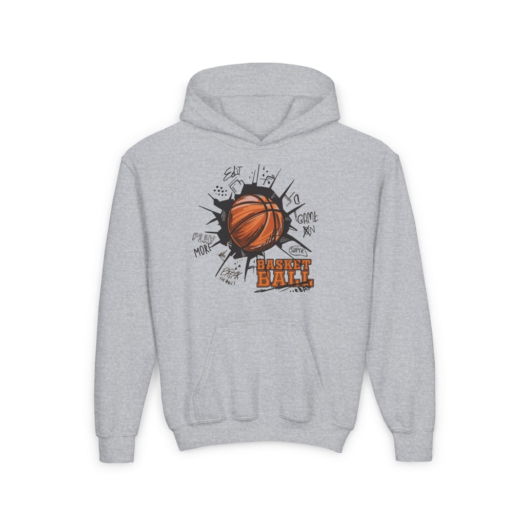 Youth Basketball Hoodie – "Basket Ball" Graphic Pullover for Kids