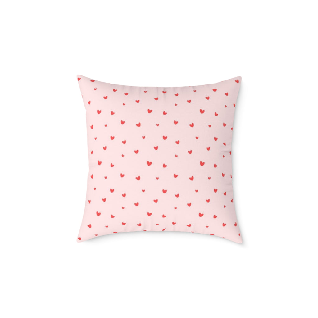 Heart Confetti Square Pillow — Pink Decorative Throw Pillow for Valentine’s Day & Romantic Home Decor