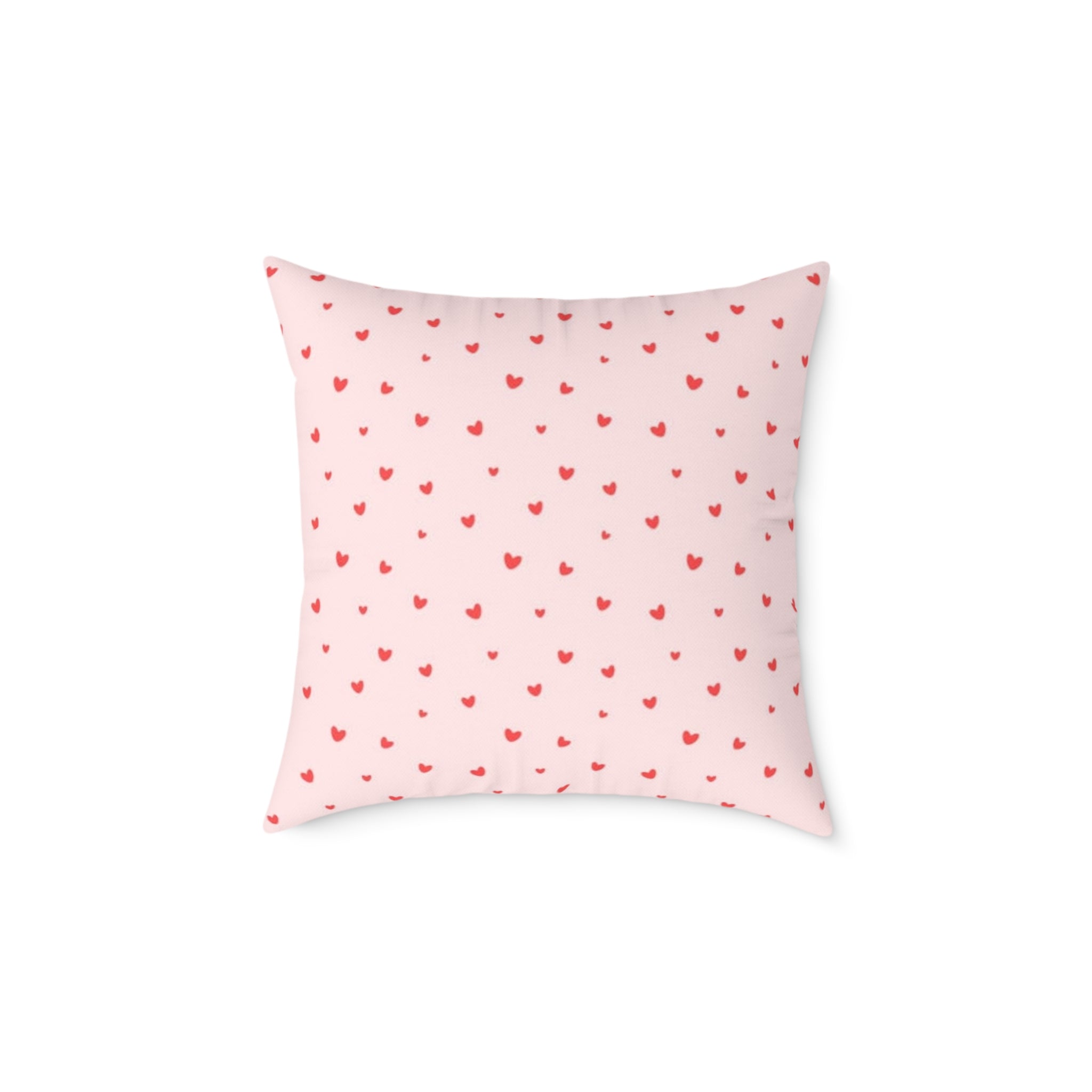 Heart Confetti Square Pillow — Pink Decorative Throw Pillow for Valentine’s Day & Romantic Home Decor