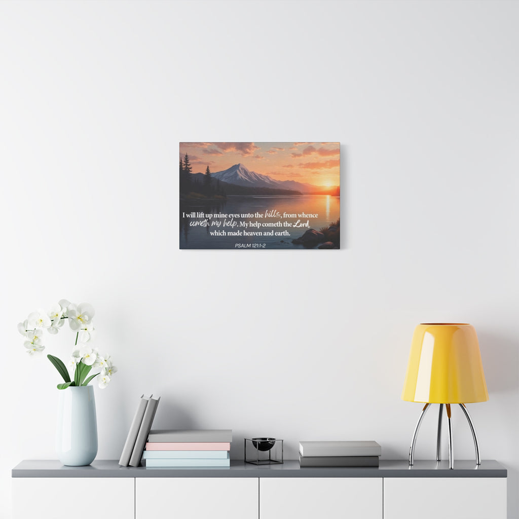 Psalm 121 Canvas Wall Art — "I Will Lift Up Mine Eyes unto the Hills" Inspirational Landscape