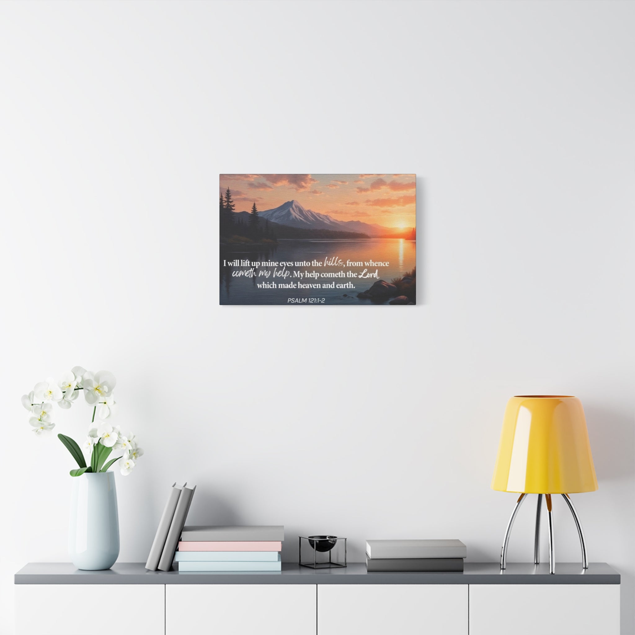 Psalm 121 Canvas Wall Art — "I Will Lift Up Mine Eyes unto the Hills" Inspirational Landscape