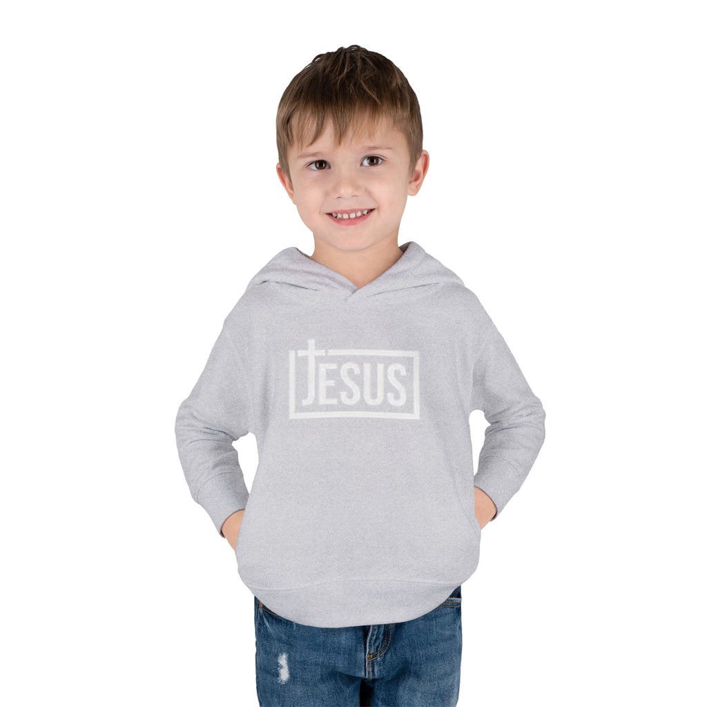 Toddler Jesus Hoodie – Kids Faith Pullover Fleece with 'JESUS' Box Logo