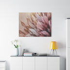 Feathered Pampas Wall Art Canvas — Blush Pink Botanical Decor, Matte Stretched 1.25"